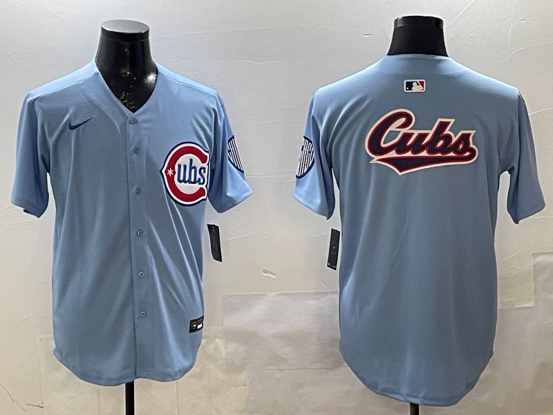 Men Chicago Cubs Blank Light Blue Throwback Fashion 2025 Nike MLB Jersey style 3->youth mlb jersey->Youth Jersey